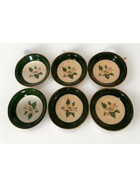 Vintage Homer Laughlin Lifetime China Jade Rose Berry/Dessert Bowls Set Of (6)